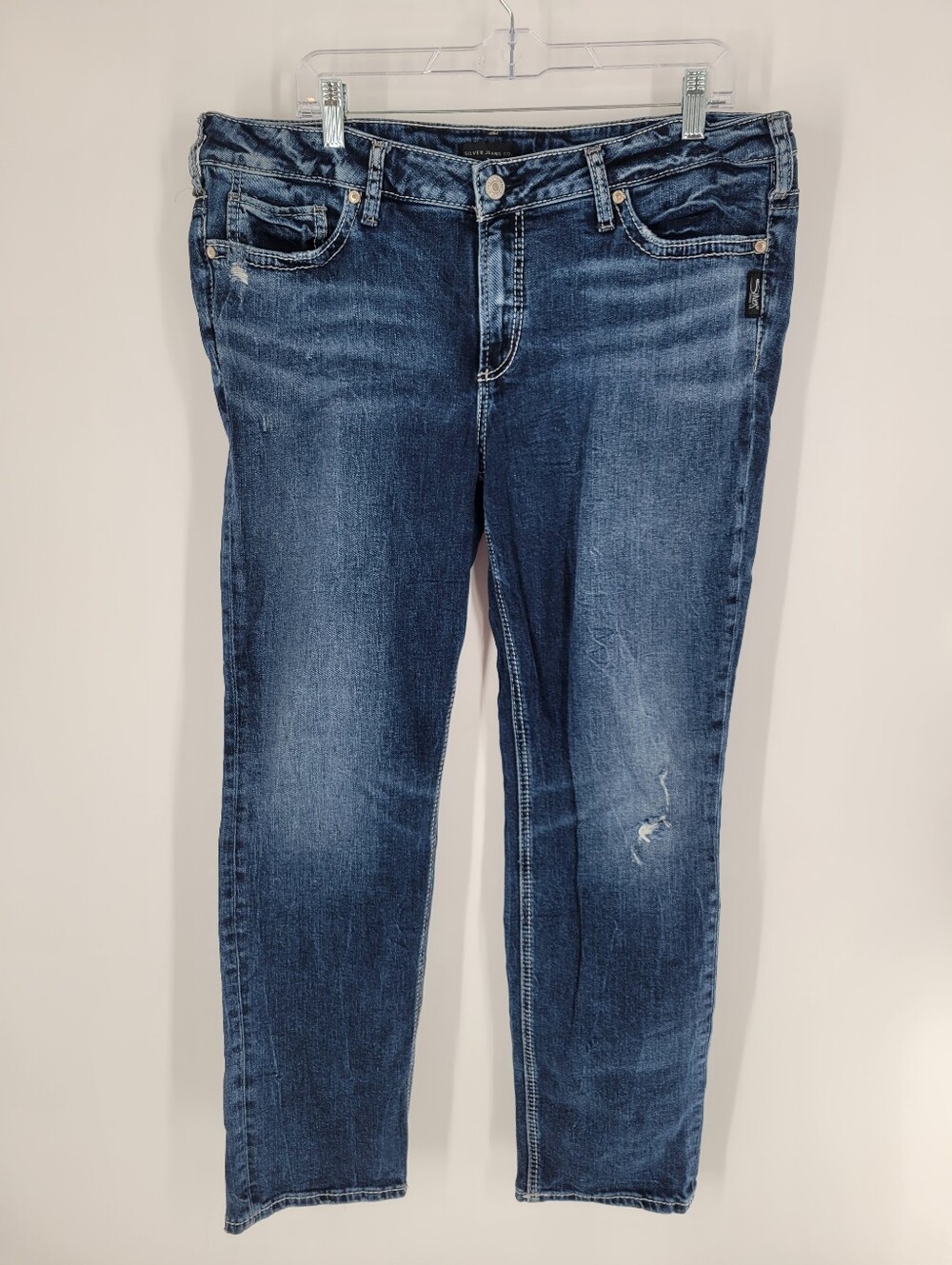 Silver Jeans Women's Straight Leg Jeans in Dark Blue Size 16